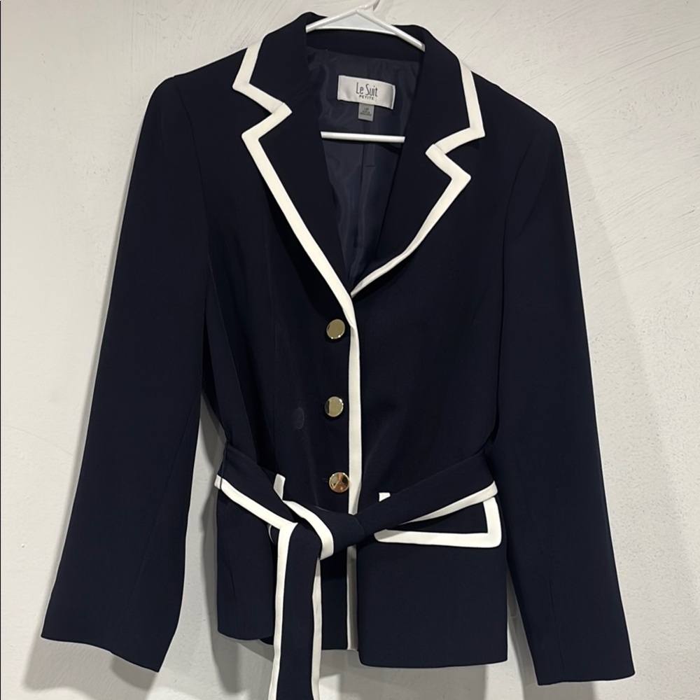 Le Suit Blue and Cream Suit Jacket